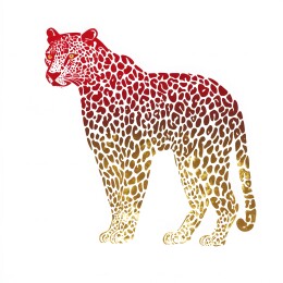 红色金色豹纹T恤纺织品图案印花插画