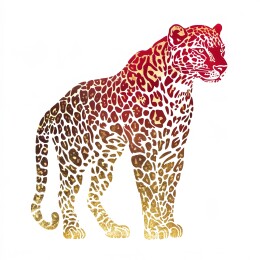 红色金色豹纹T恤纺织品图案印花插画