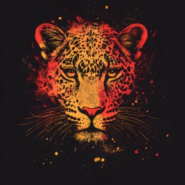 红色金色豹纹T恤纺织品图案印花插画