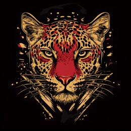 红色金色豹纹T恤纺织品图案印花插画