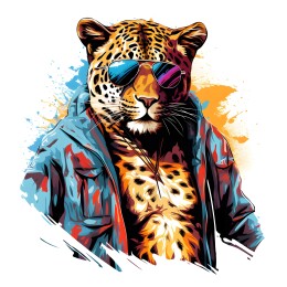 金钱豹猎豹花纹图案印花T恤插画