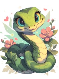 卡通可爱2025蛇年生肖T恤图案插画