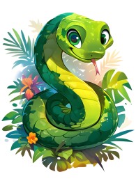 卡通可爱2025蛇年生肖T恤图案插画