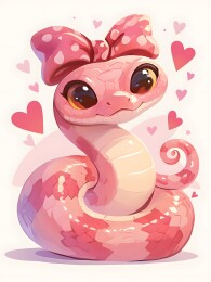 卡通可爱2025蛇年生肖T恤图案插画