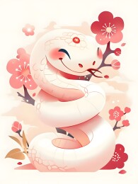 卡通蛇年2025生肖蛇T恤图案印花插画