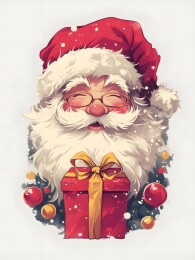 卡通圣诞风格圣诞老人T恤装饰图案插画