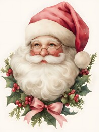 卡通圣诞风格圣诞老人T恤装饰图案插画