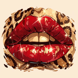 嘴唇豹纹t恤印花