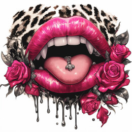 嘴唇豹纹t恤印花