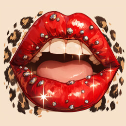 嘴唇豹纹t恤印花