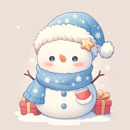 圣诞节雪人矢量描边插画