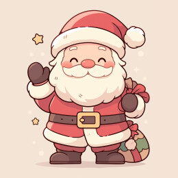 圣诞老人可爱矢量描边插画