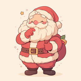 圣诞老人可爱矢量描边插画