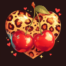樱桃豹纹爱心图案
