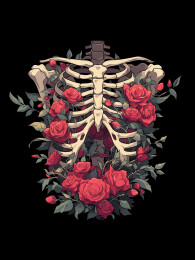 肋骨骷髅玫瑰图案