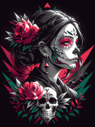 骷髅玫瑰图案