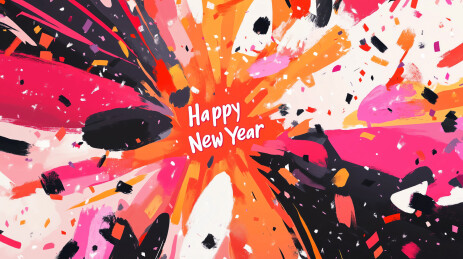 多彩绚丽烟花抽象新年背景