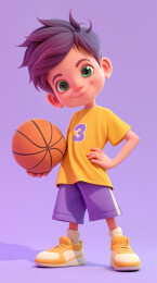 一个打篮球的可爱男生