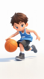一个打篮球的可爱男生