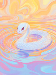 动物形象生肖蛇梦幻风格插画