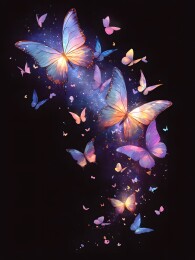 唯美梦幻展翅飞翔的蝴蝶图案印花插画