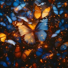 唯美梦幻展翅飞翔的蝴蝶图案印花插画