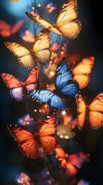 唯美梦幻展翅飞翔的蝴蝶图案印花插画