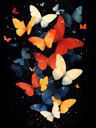 唯美梦幻展翅飞翔的蝴蝶图案印花插画