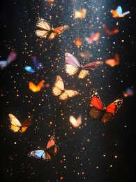 唯美梦幻展翅飞翔的蝴蝶图案印花插画