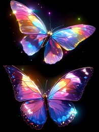 唯美梦幻展翅飞翔的蝴蝶图案印花插画