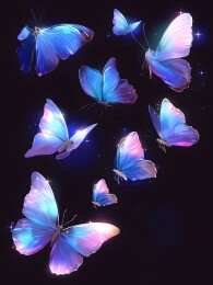 唯美梦幻展翅飞翔的蝴蝶图案印花插画