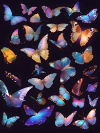 唯美梦幻展翅飞翔的蝴蝶图案印花插画