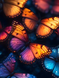 唯美梦幻展翅飞翔的蝴蝶图案印花插画