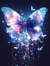 唯美梦幻展翅飞翔的蝴蝶图案印花插画