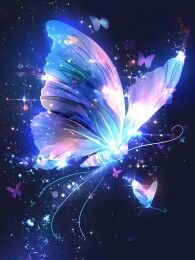 唯美梦幻展翅飞翔的蝴蝶图案印花插画