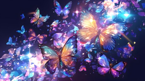 唯美梦幻展翅飞翔的蝴蝶图案印花插画