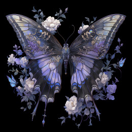 复古风鲜花与蝴蝶