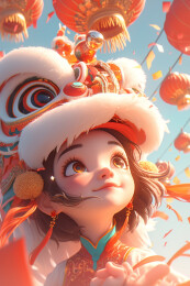 孩子的舞狮表演.