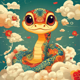 插画中国十二生肖蛇