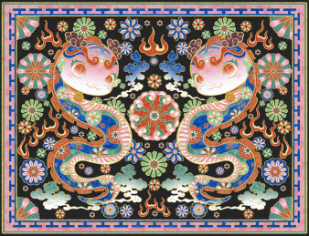 掐丝珐琅风格的蛇年吉祥物插画
