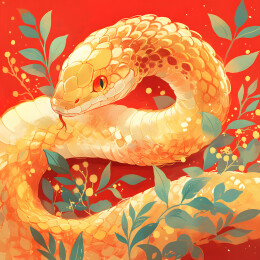 蛇年吉祥物红色喜庆