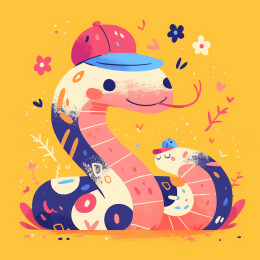 可爱儿童蛇形象插画