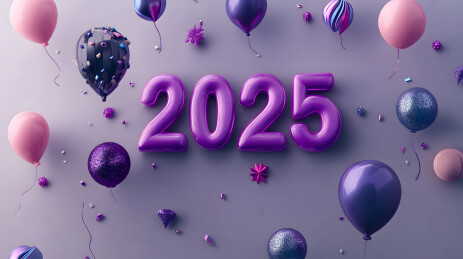 紫色气球装饰的2025新年