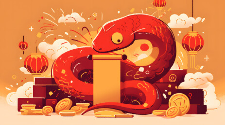 蛇年新年喜庆插画背景