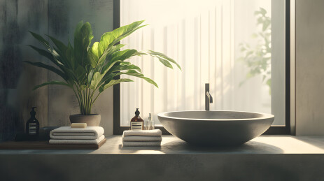 简约现代浴室洗漱台