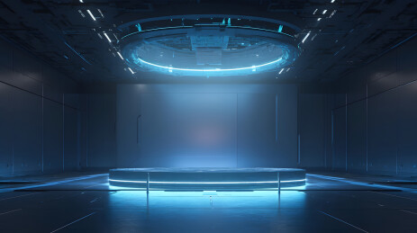 蓝色科技感的圆形展台