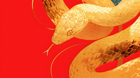 蛇年新年金蛇狂舞背景