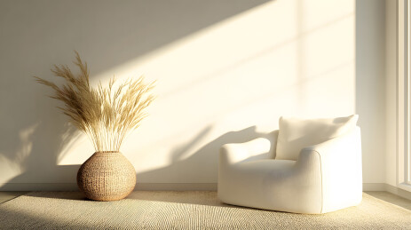 室内一角阳光洒落在座椅上