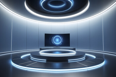 弯曲室内未来科技感展台