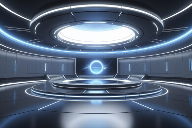 弯曲室内未来科技感展台